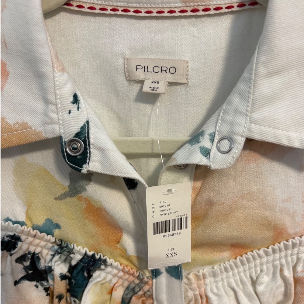 NWT Pilcro Long-Sleeve Ruffled Denim Mini Shirtdress | XXS - Picture 5 of 8